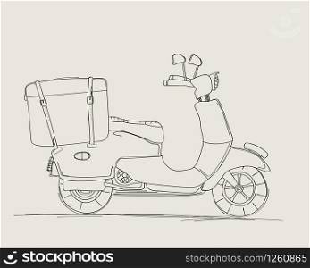 Vintage scooter vector sketch drawing