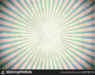 Vintage scratched sun rays on the blue background