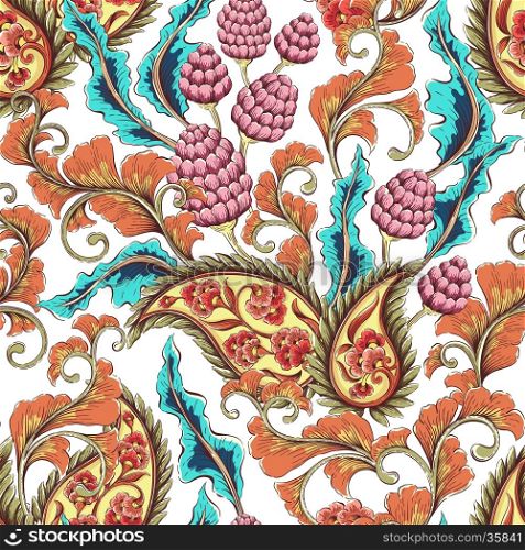 Vintage seamless floral background pattern. Decorative backdrop for fabric, textile, wrapping paper, card, invitation, wallpaper, web design