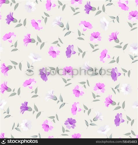 Vintage seamless floral pattern over colo background. Vector illustration.