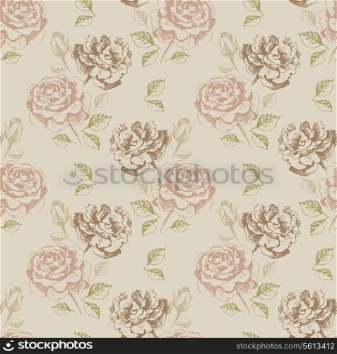 Vintage seamless floral pattern with roses