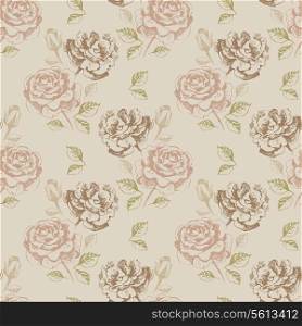 Vintage seamless floral pattern with roses