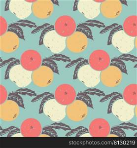 Vintage seamless pattern apples. Unusual background with apples vector illustration. Fruit print for packaging, textiles, wallpaper and design. Vintage seamless pattern apples