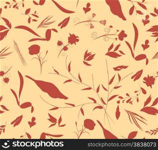 vintage seamless pattern autumn leaves and flower