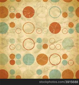 Vintage seamless pattern of colored circles and rings
