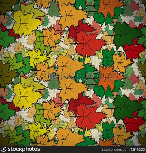 Vintage seamless pattern of colored maple leaves
