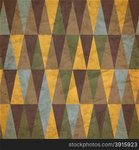 vintage seamless pattern of colored triangles worn