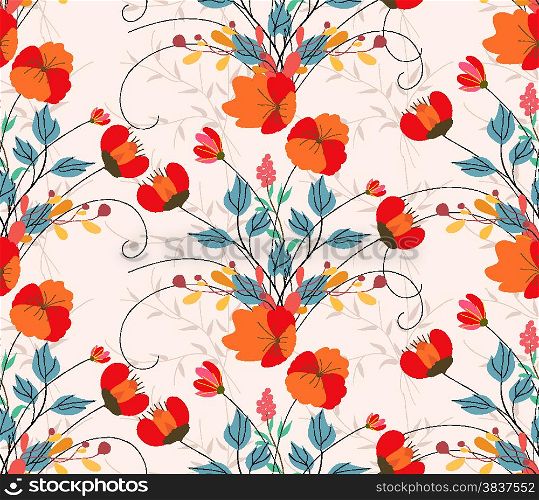 vintage seamless pattern with abstract flowers Floral background
