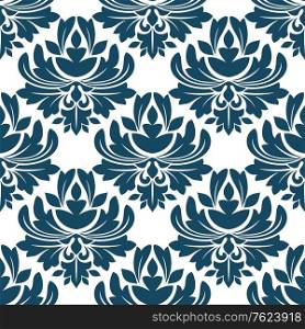 Vintage seamless pattern with blue retro decorative floral elements for textile design