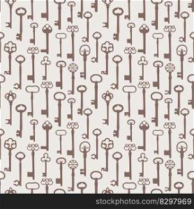 Vintage seamless pattern with different antique keys. Vintage seamless pattern with different antique keys in on vintage background.