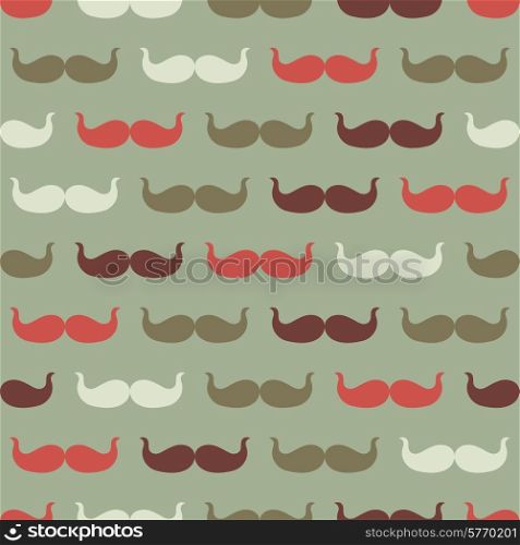 Vintage seamless pattern with mustache, vector illustration.