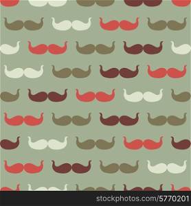 Vintage seamless pattern with mustache, vector illustration.
