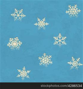 Vintage seamless pattern with snowflakes on grungy paper