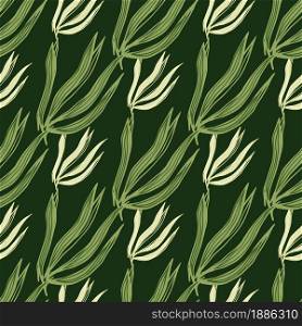 Vintage seaweeds seamless pattern on green background. Underwater foliage backdrop. Marine plants wallpaper. Design for fabric, textile print, wrapping, cover. Vector illustration.. Vintage seaweeds seamless pattern on green background. Underwater foliage backdrop.