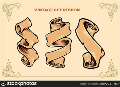 Vintage Set Ribbon Vector illustrations for your work Logo, mascot merchandise t-shirt, stickers and Label designs, poster, greeting cards advertising business company or brands.