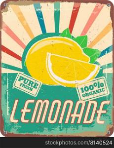vintage shabby slightly rusty advertising banner. fresh lemonade.vector illustration