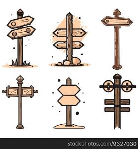 vintage signpost logo in flat line art style isolated on background