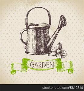 Vintage sketch gardening background. Hand drawn design