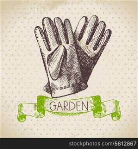 Vintage sketch gardening background. Hand drawn design