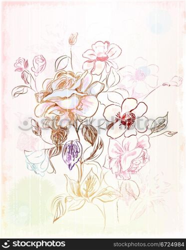 vintage sketch of the flowers
