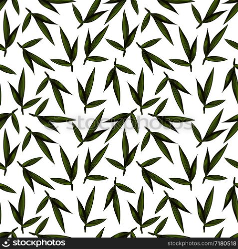 Vintage sketched green leaves seamless pattern on white. Foliage background vector design illustration. Vintage sketched green leaves seamless pattern. Foliage background vector