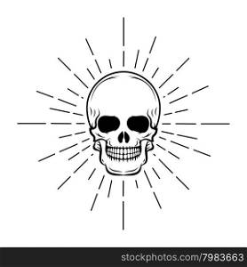 Vintage skull label, emblem and logo. Vector illustration.