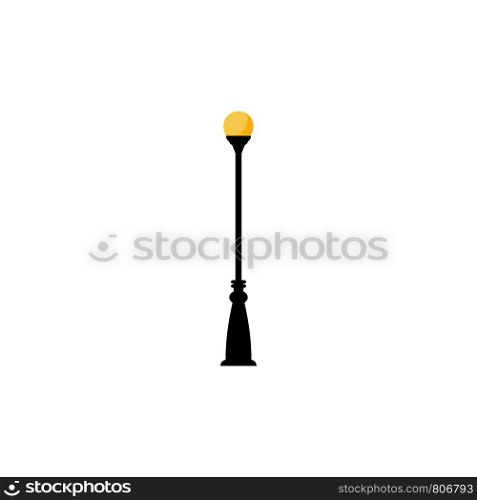 Vintage streetlight symbol. Vector retro object with one lamp isolated on white background. Vintage streetlight symbol