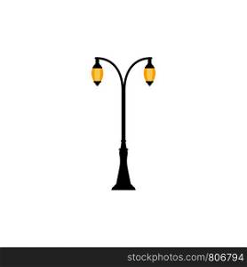 Vintage streetlight symbol. Vector retro object with two lamps isolated on white background. Vintage streetlight with two lamps