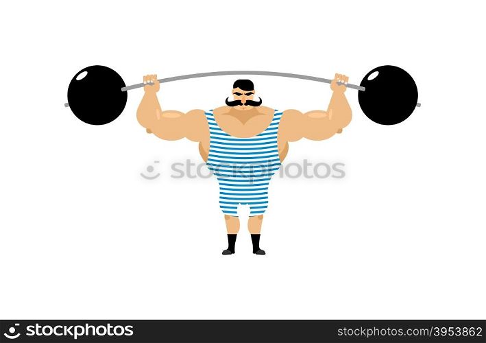 Vintage Strongman. Ancient athlete. Retro bodybuilder barbell. Strong power Circus actor.&#xA;