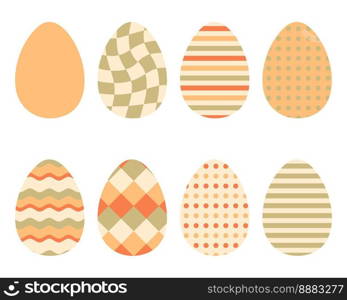 Vintage style abstract Easter eggs  lipart collection. Perfect for stickers, cards, print. Isolated vector illustration for decor and design.