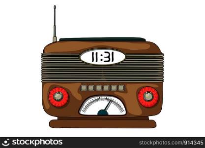Vintage style radio vector icon over white bakcground