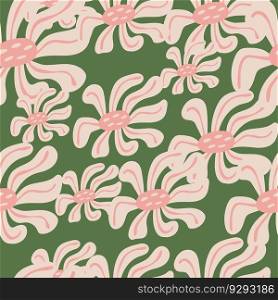 Vintage stylized flowers background. Decorative retro abstract bud flower seamless pattern. For fabric design, textile print, wrapping paper, cover. Vector illustration. Vintage stylized flowers background. Decorative retro abstract bud flower seamless pattern.