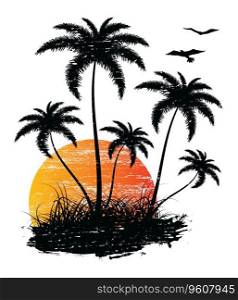 Vintage summer background with palm trees Vector Image