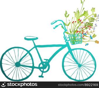 Vintage summer bike with bunch of flowers card vector image