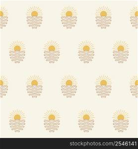 Vintage Sun Vector Seamless Pattern. Awesome for classic product design, fabric, backgrounds, invitations, packaging design projects. Surface pattern design.