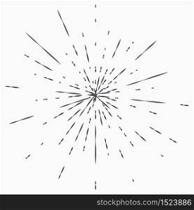 Vintage Sunburst Explosion Handdrawn Design Element Fireworks Black Rays
