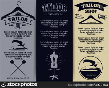 Vintage tailor shop flyers template design. Fashion poster design. Vector illustration. Vintage tailor shop flyers template design
