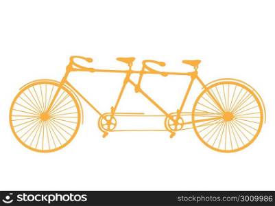 Vintage tandem bicycle. Vector