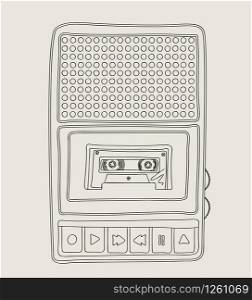 Vintage tape recorder vector sketch