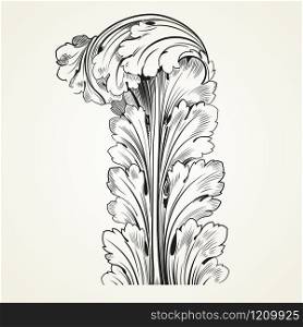 Vintage tattoo floral ornament, leaf engraved decorative black and white.