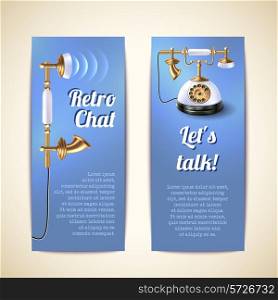 Vintage telephone retro chat vertical banners paper set isolated vector illustration