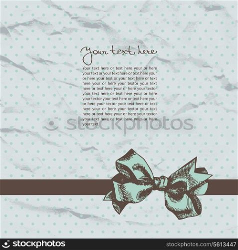Vintage template background with crushed paper and ribbon &#xA;&#xA;