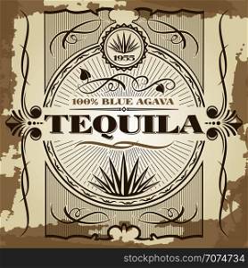 Vintage tequila vector poster design. Banner bar retro illustration style. Vintage tequila vector poster design