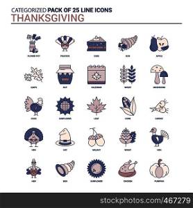 Vintage Thanksgiving Icon set - 25 Flat Line icon set