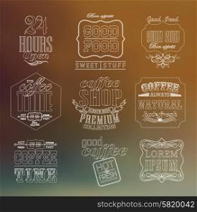 Vintage thin line bakery labels and typography, coffee shop, cafe, menu design elements,