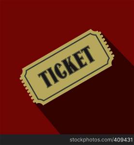 Vintage ticket flat icon on a red background. Vintage ticket flat icon