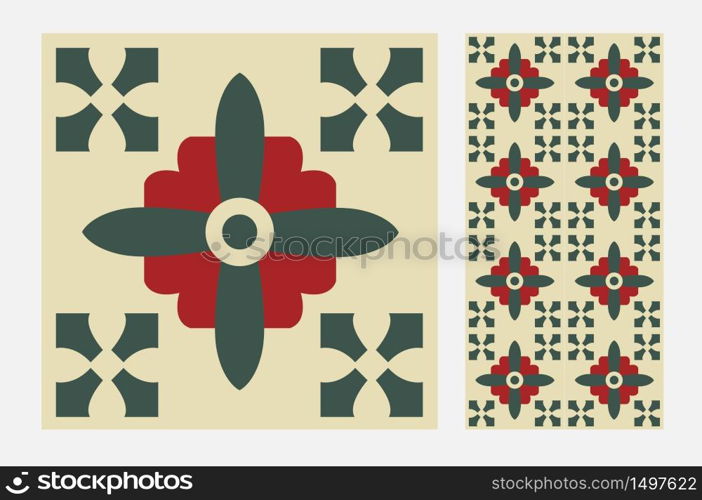 vintage tiles patterns antique seamless design in Vector illustration