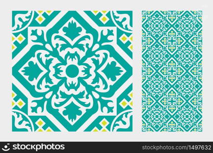 vintage tiles patterns antique seamless design in Vector illustration