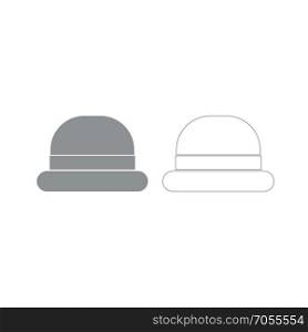 Vintage top hat grey set icon .