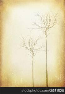 Vintage Tree Silhouette Poster. Aged Vector Template